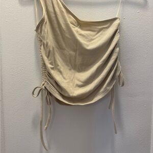 Beige Ribbed Crop Top